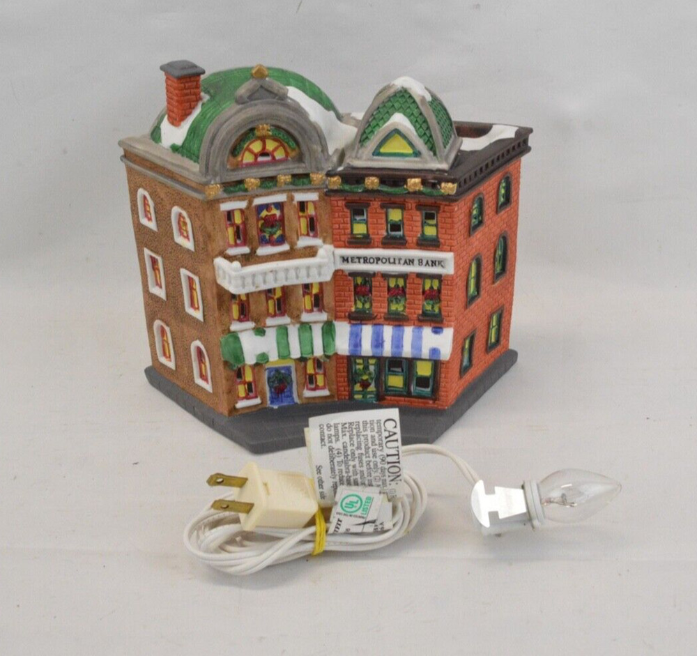 Trim A Home Metropolitan Bank Lighted Village Building Figure Christmas Holiday